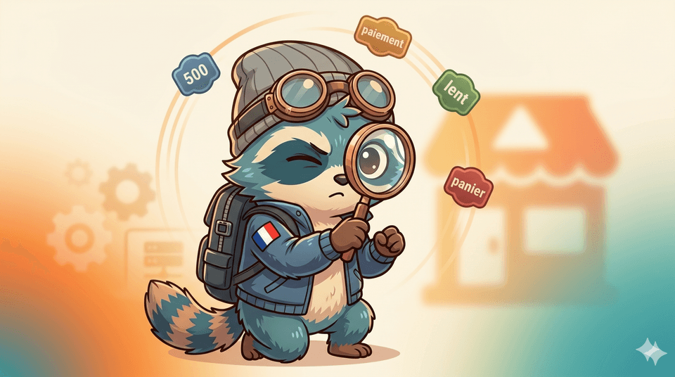 Illustration BugRescue : bugs PrestaShop — erreur 500, paiement bloqué, site lent, panier vide