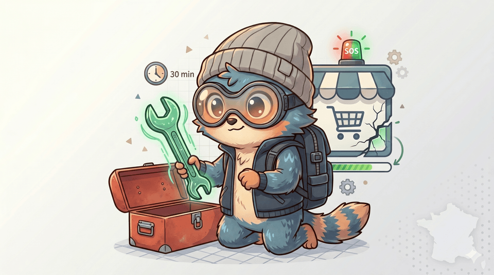 Illustration BugRescue : dépannage de site internet PrestaShop en urgence, intervention rapide sous 30 min