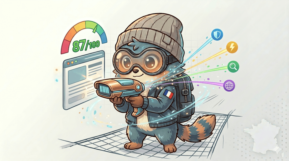Illustration BugRescue : scanner e-commerce gratuit avec audit technique sur 4 piliers (disponibilité, performance, SEO, sécurité)